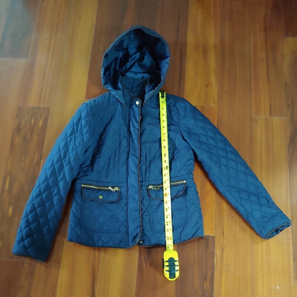 Quilted Jacket with hood Navy Size small - Picture 10 of 12